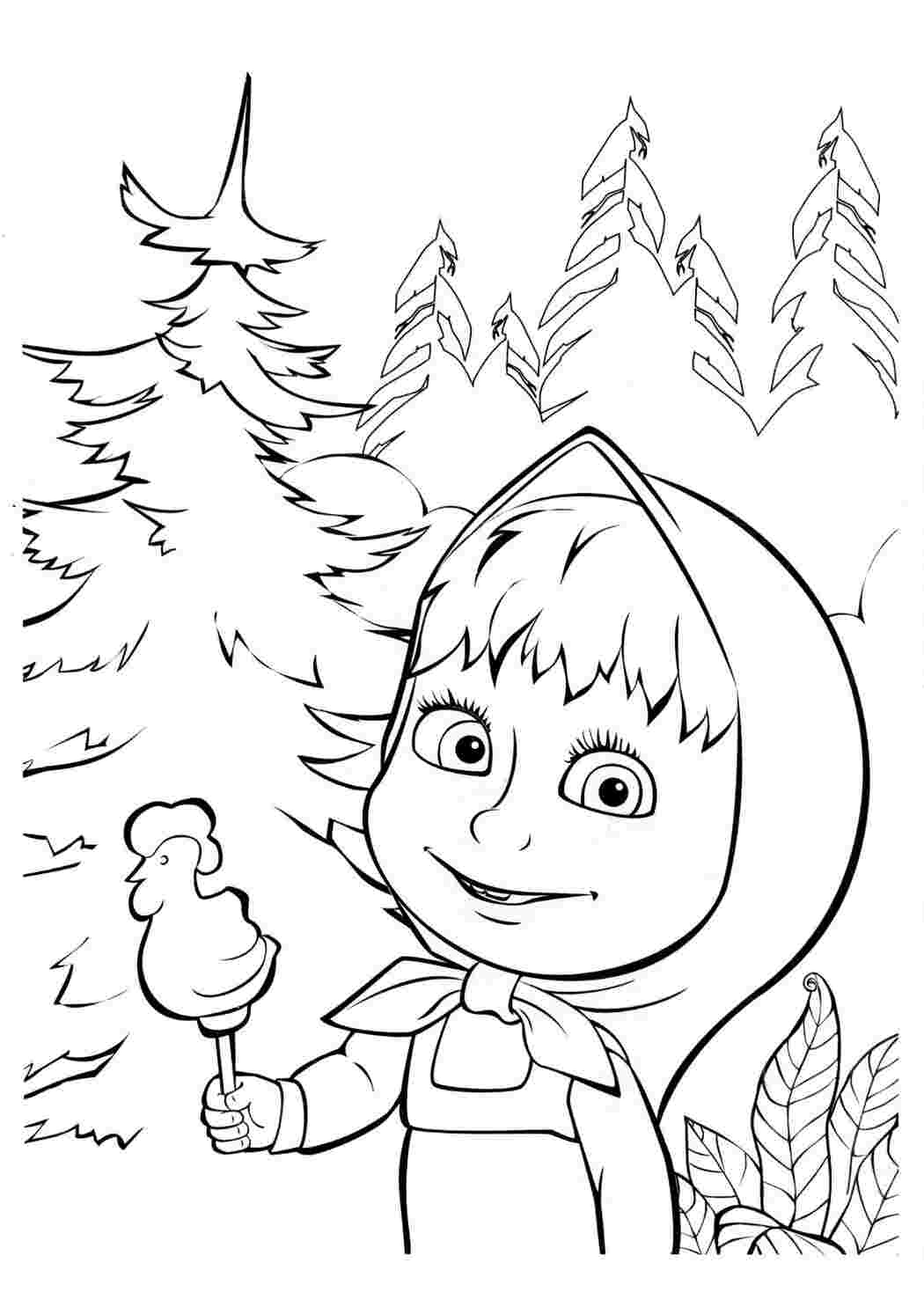 Раскраска Маша з лідником малюнки для вітражного мистецтва з мультфільму Маша і Ведмідь