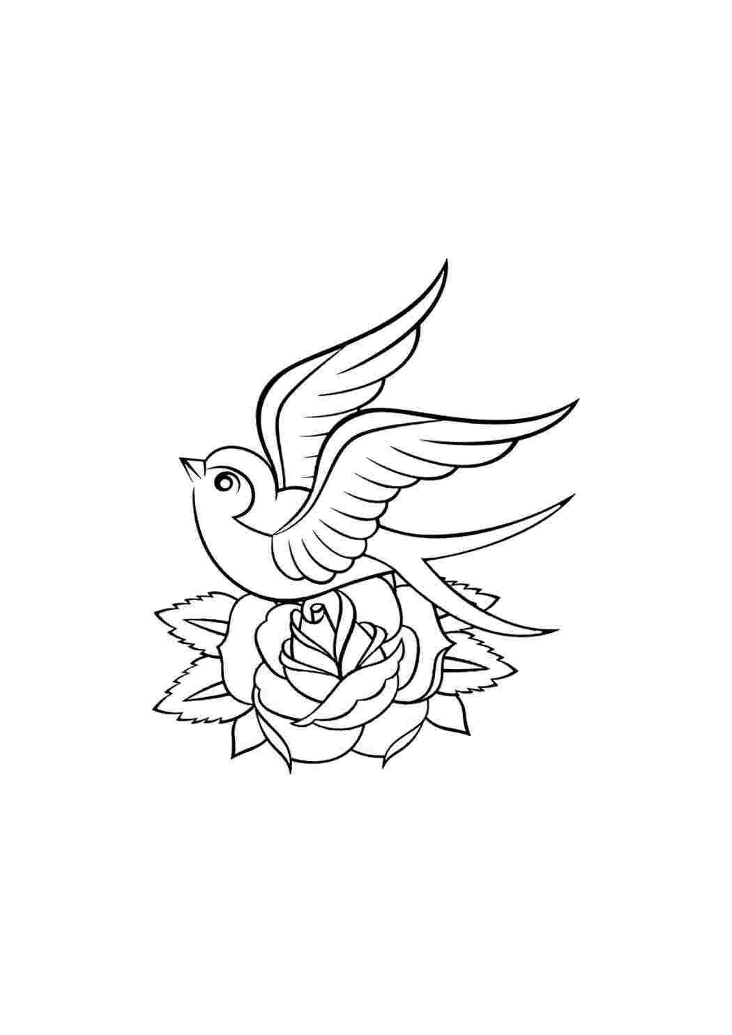Раскраска Гарні розмальовки Гарна пташка сидить на квіточці