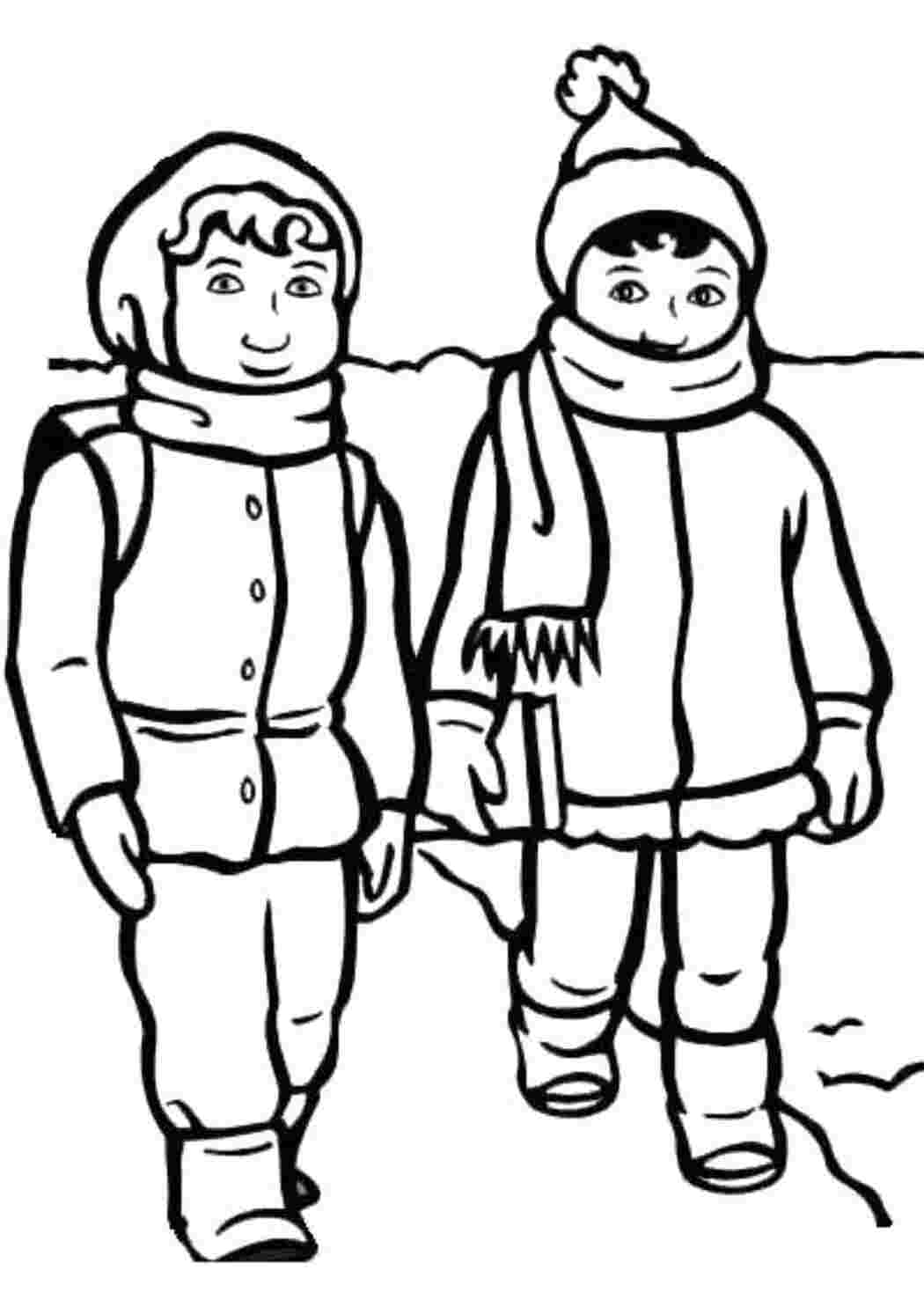 Раскраска Діти в зимовому одязі