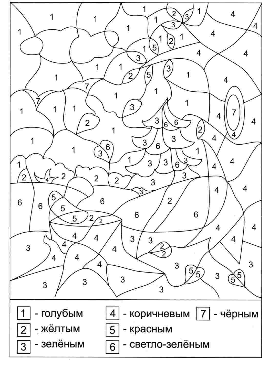 Раскраска Навчальні розмальовки Розфарбовування за номерами та значками