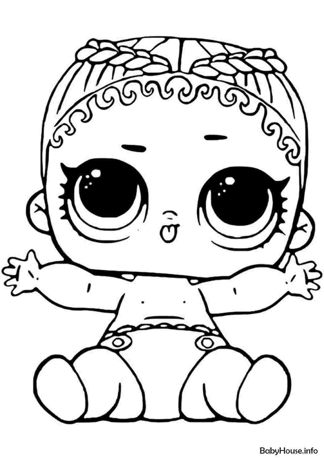 Раскраска Розфарбування для дівчаток з лялькою LOL Lil Coconut Q T розмальовки LOL Конфеті Поп