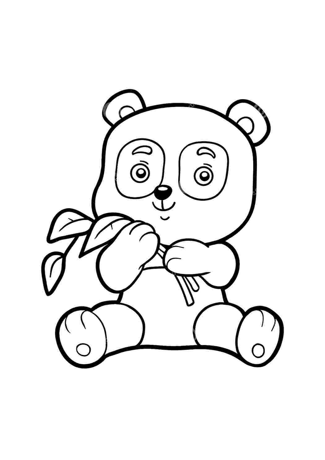 Раскраска Розфарбовки з пандами на деяких малюнках панда їсть бамбук