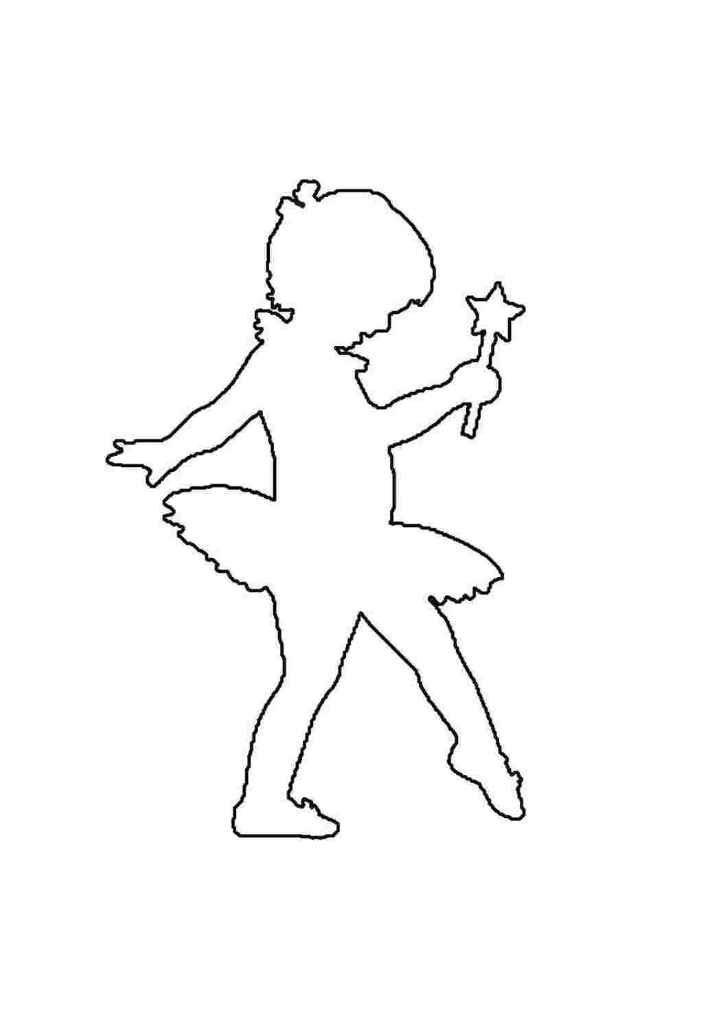 Раскраска Розфарбування контурів балерина для вирізання з паперу дітям для поделок та трафаретів