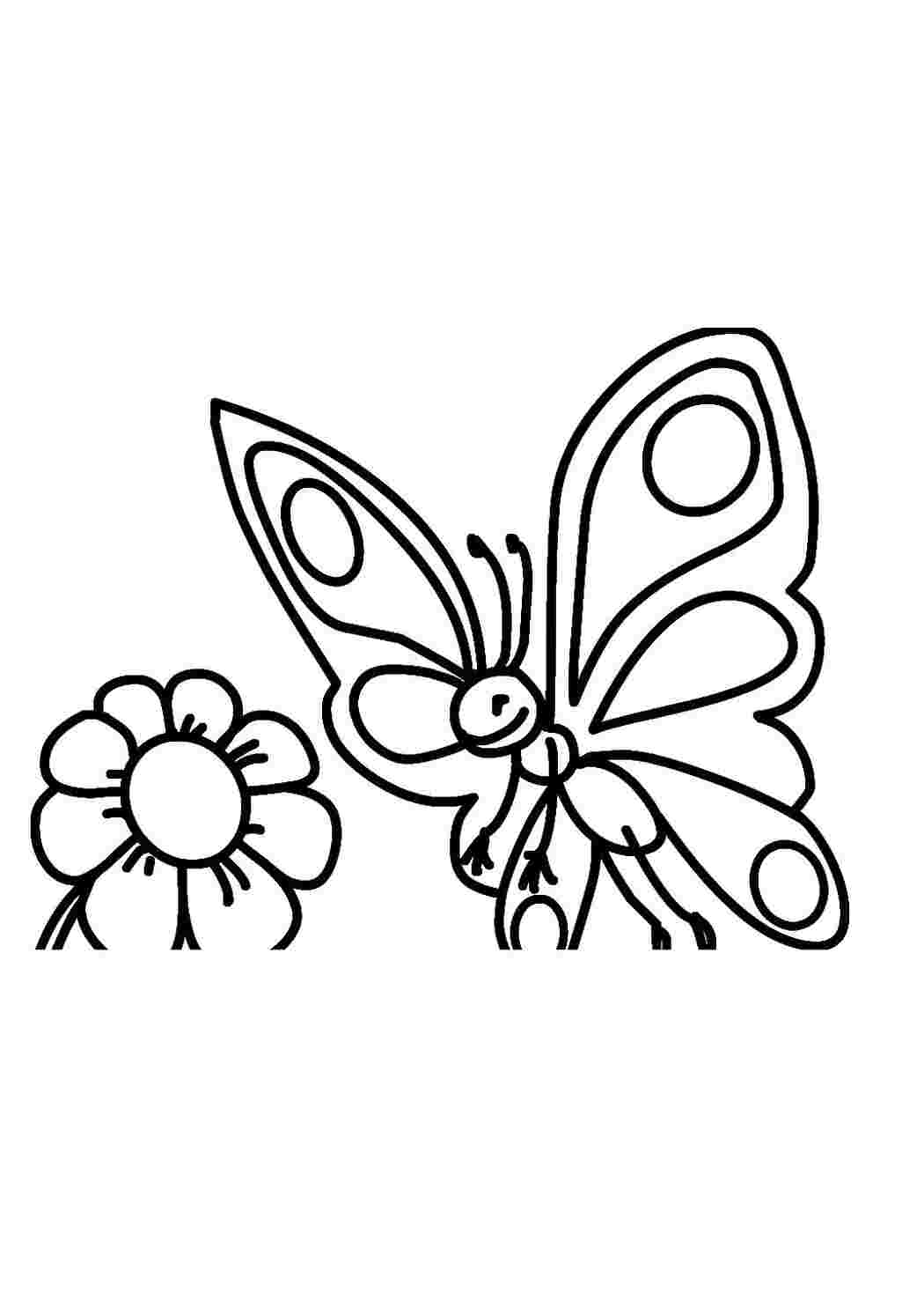 Раскраска Розфарбування метелик і квітка розмальовки для малюків прості розмальовки для маленьких дітей метелик квітка