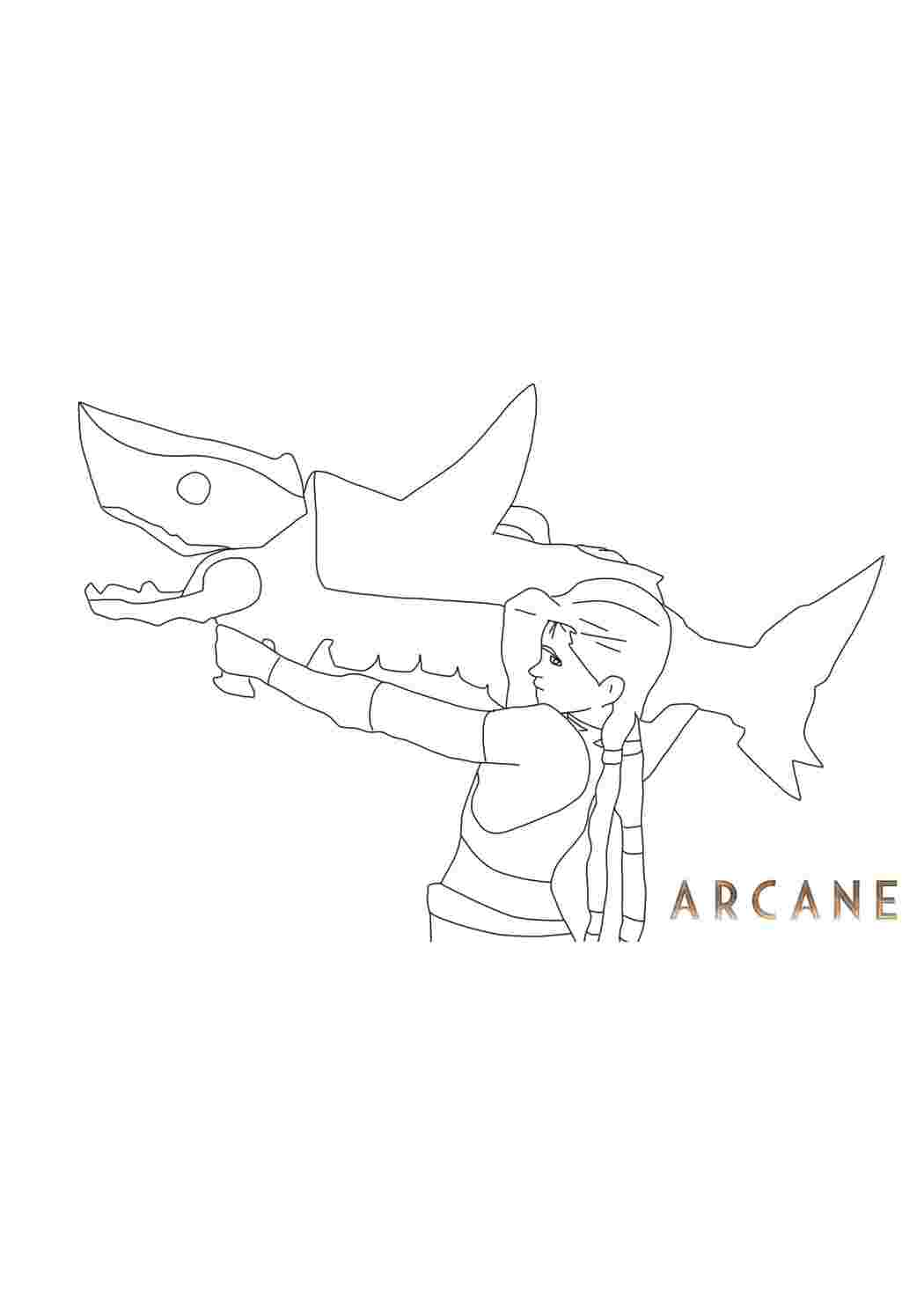 Раскраска Гарні розмальовки Розфарбування Аркейн Серіал LOL