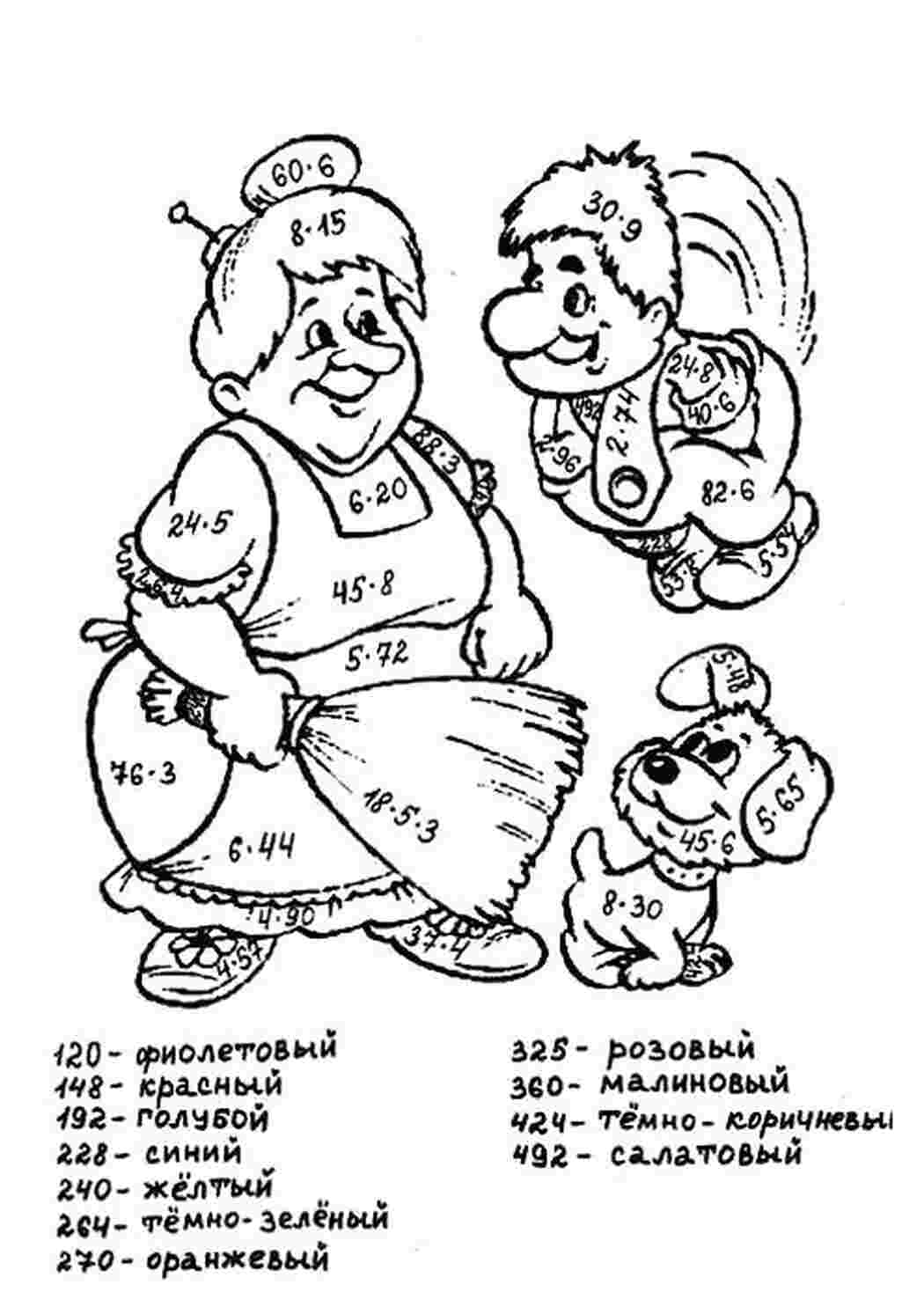 Раскраска Позатабличне множення та ділення 3 4 клас Карлсон