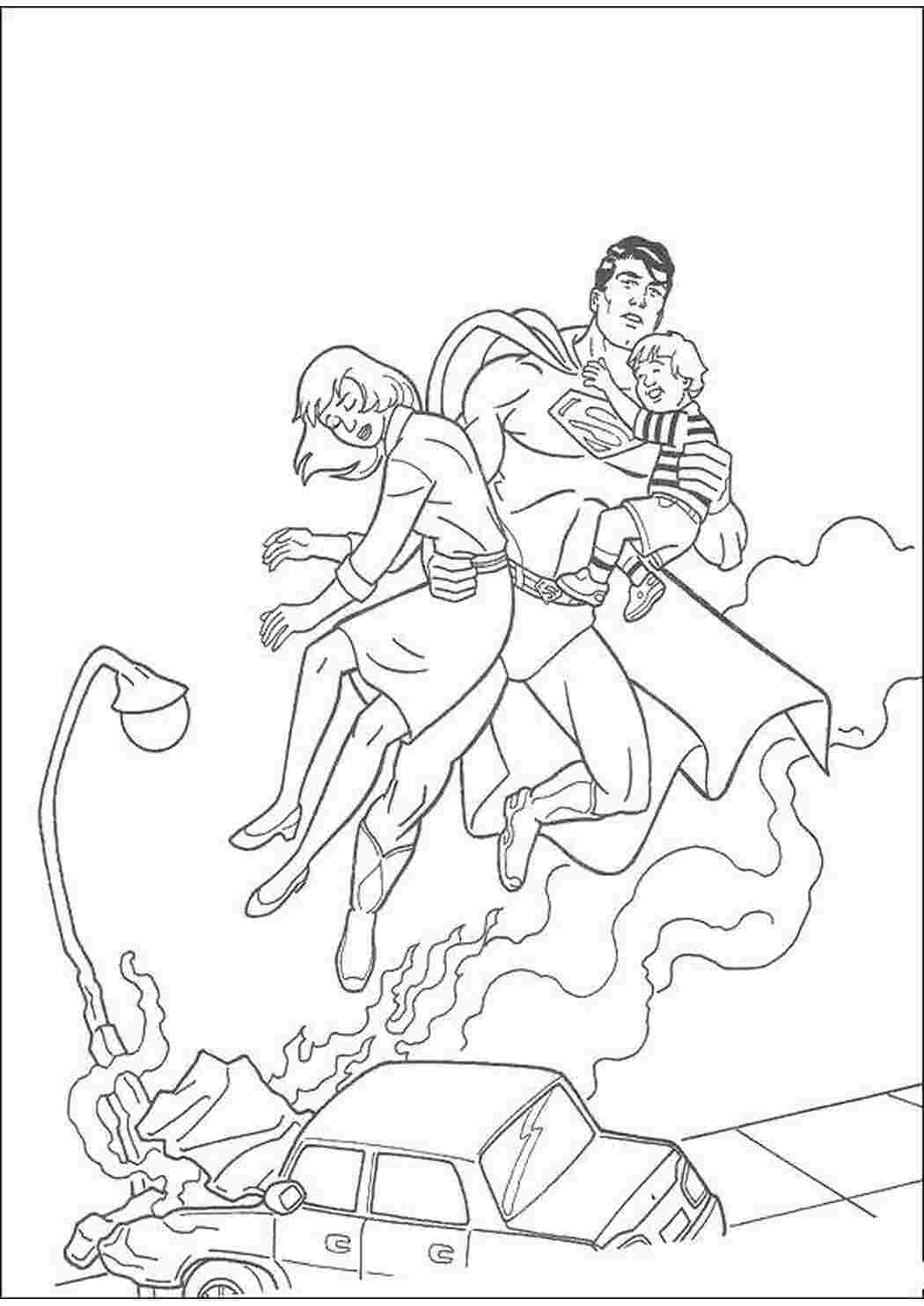 Раскраска Superman рятує людей
