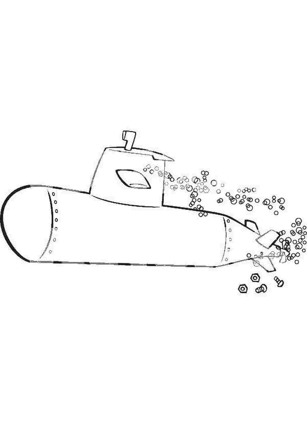 Раскраска Підводний човен плаває під водою