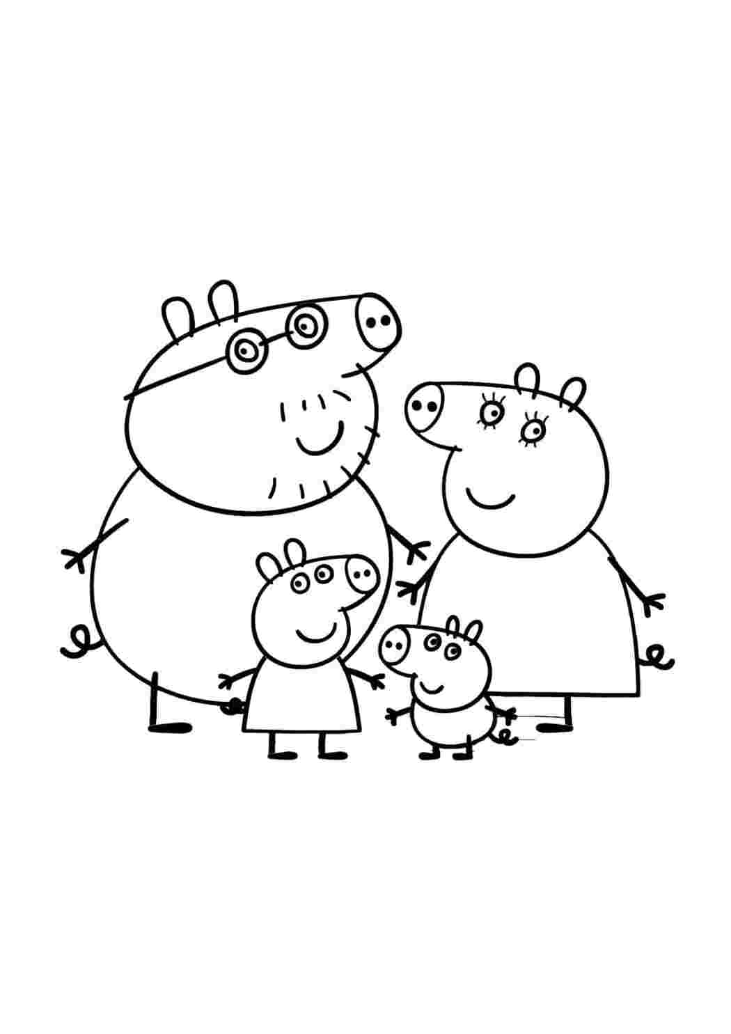 Раскраска Гарні розмальовки Головні герої мультфільму Свинка Пеппа