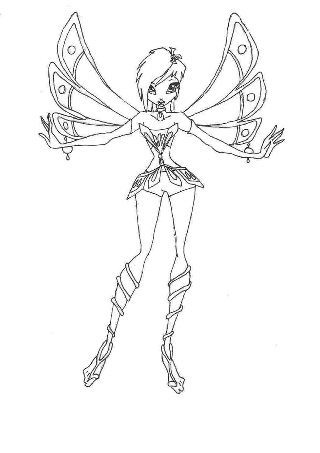 Раскраска Текна з мультфільму Winx з красивими крильцями