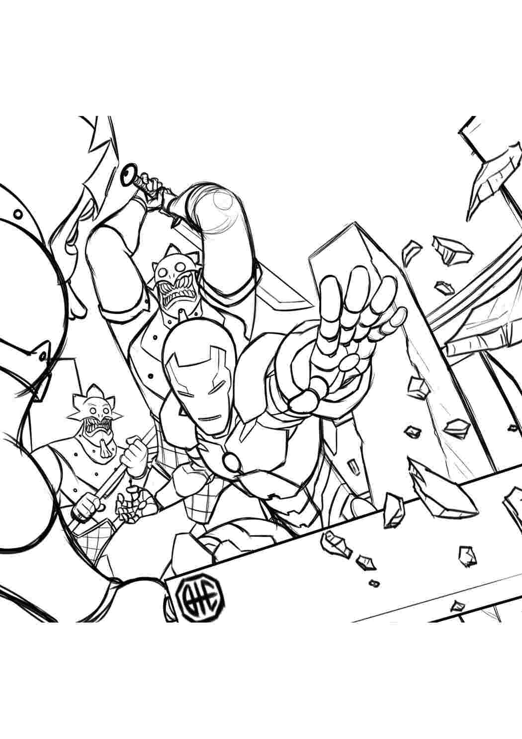 Раскраска Розфарбування Залізна людина б ється