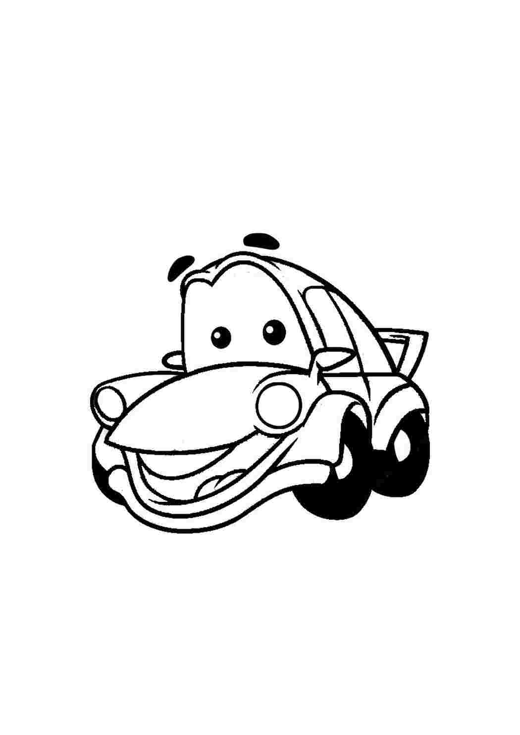 Раскраска Гарні розмальовки Машинка з великими очима