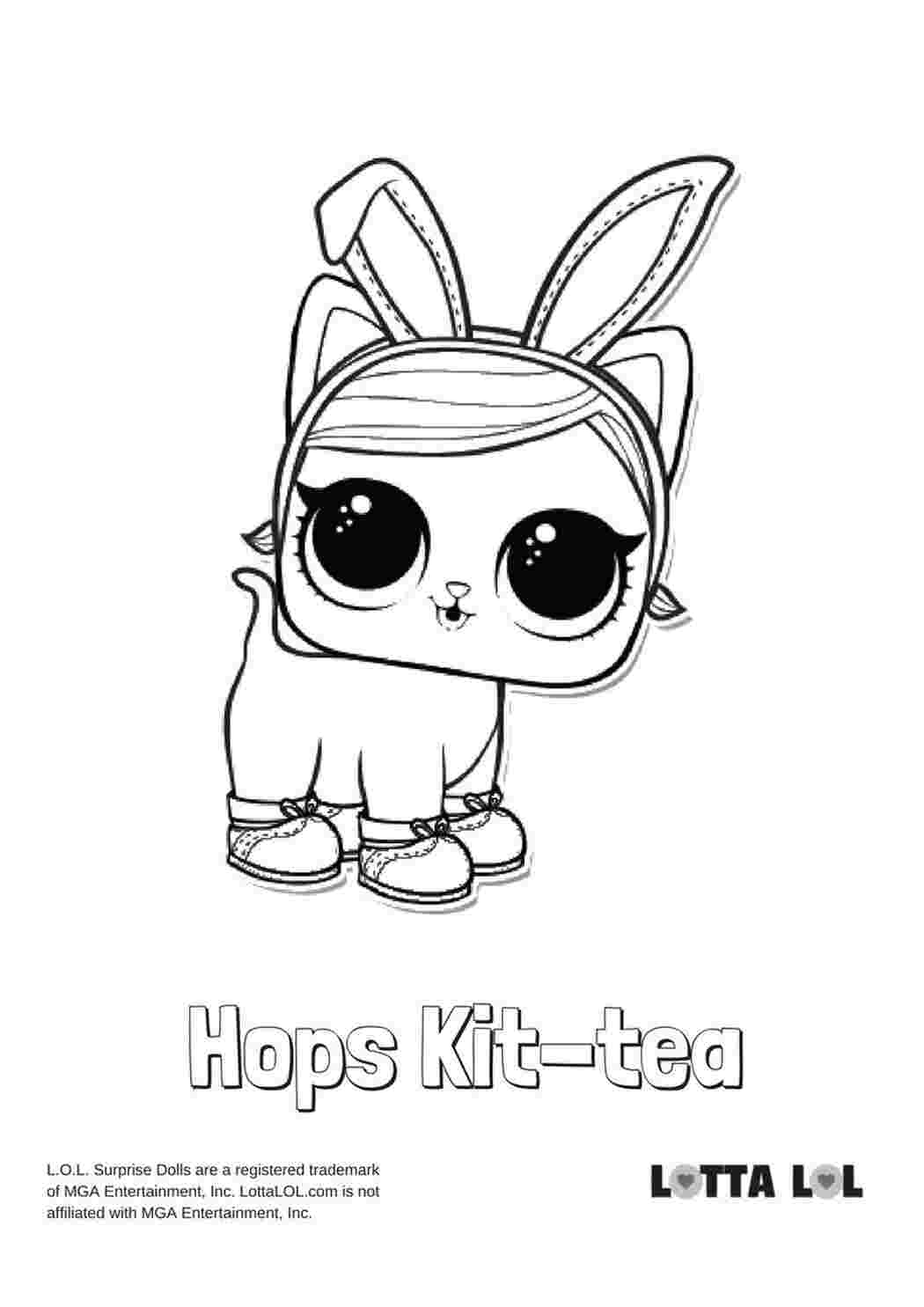 Раскраска Розфарбовки Hops Kit Tea розмальовки лол онлайн котик з кролячими вухами