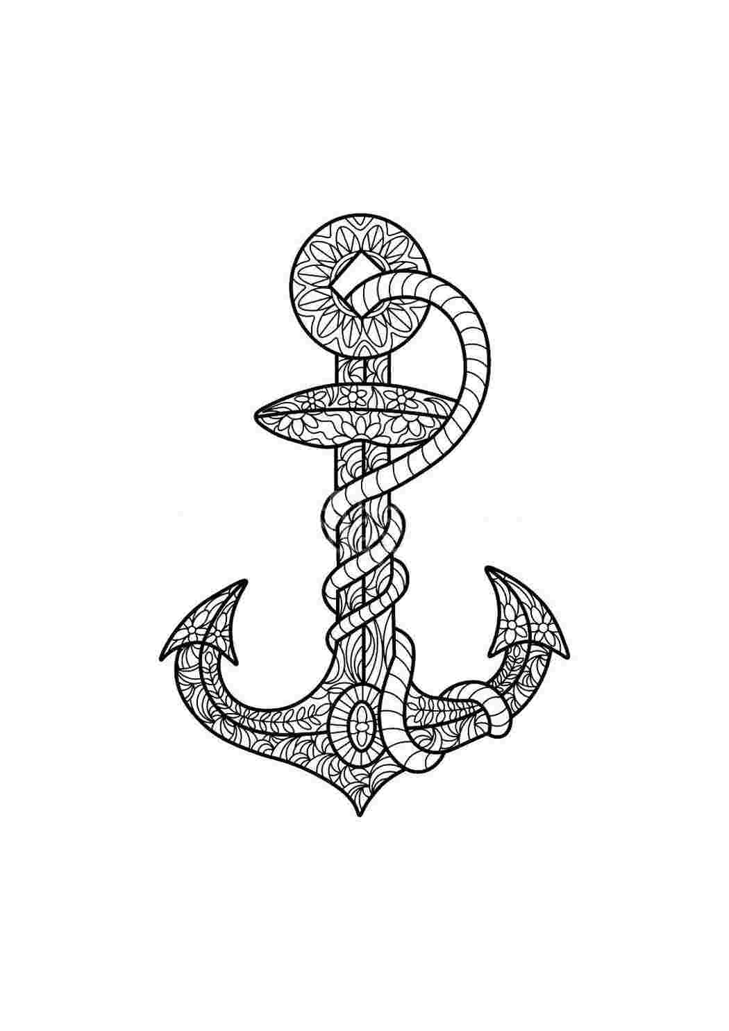 Раскраска Якір обмотаний канатом