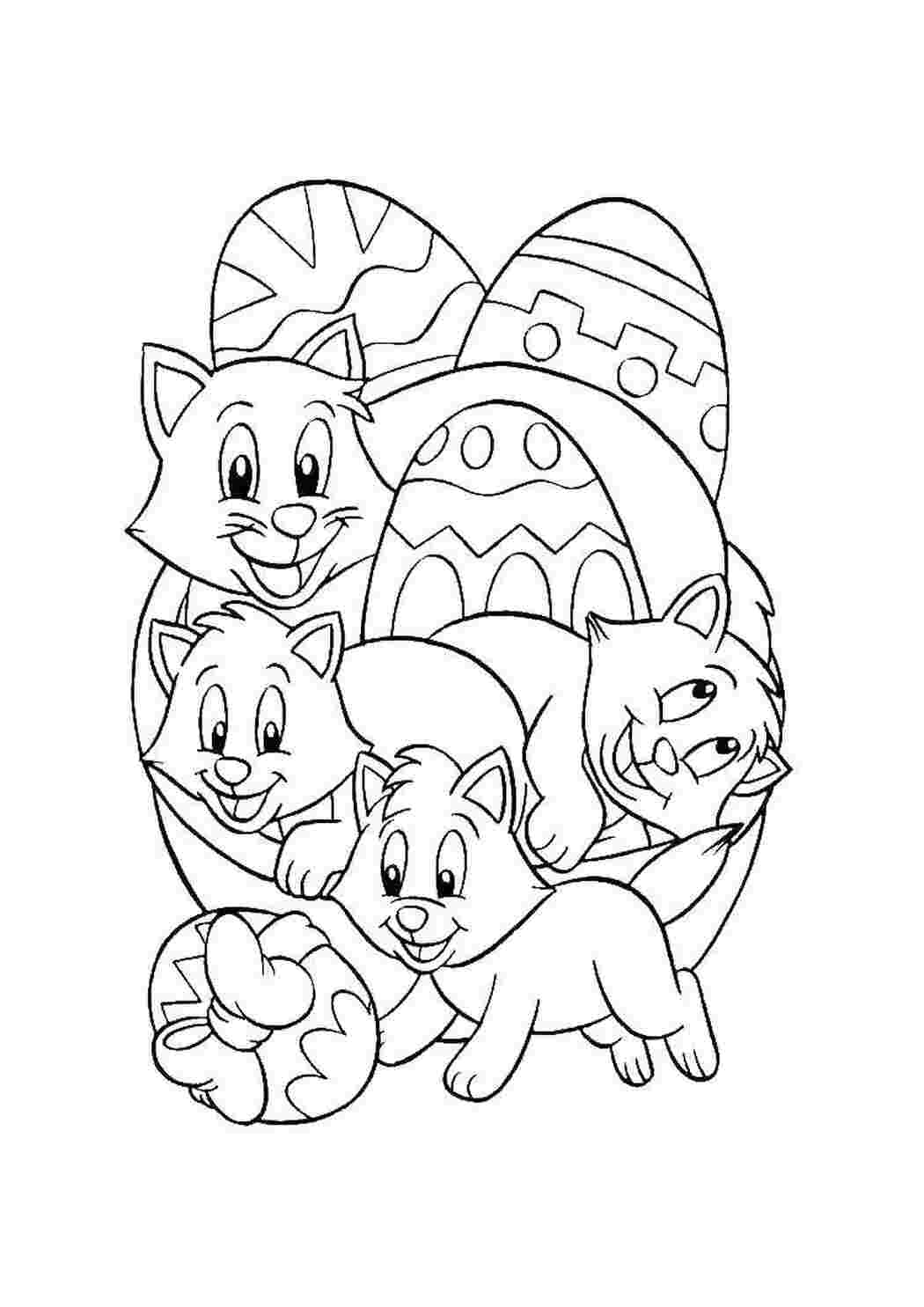 Раскраска Кошенята на Пасху