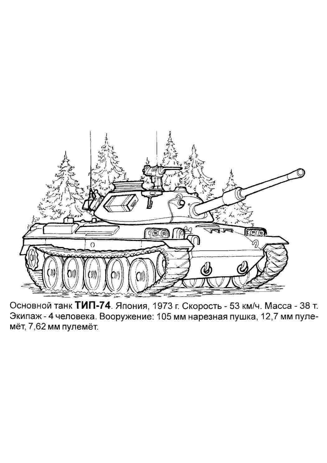 Раскраска Танк тип 74