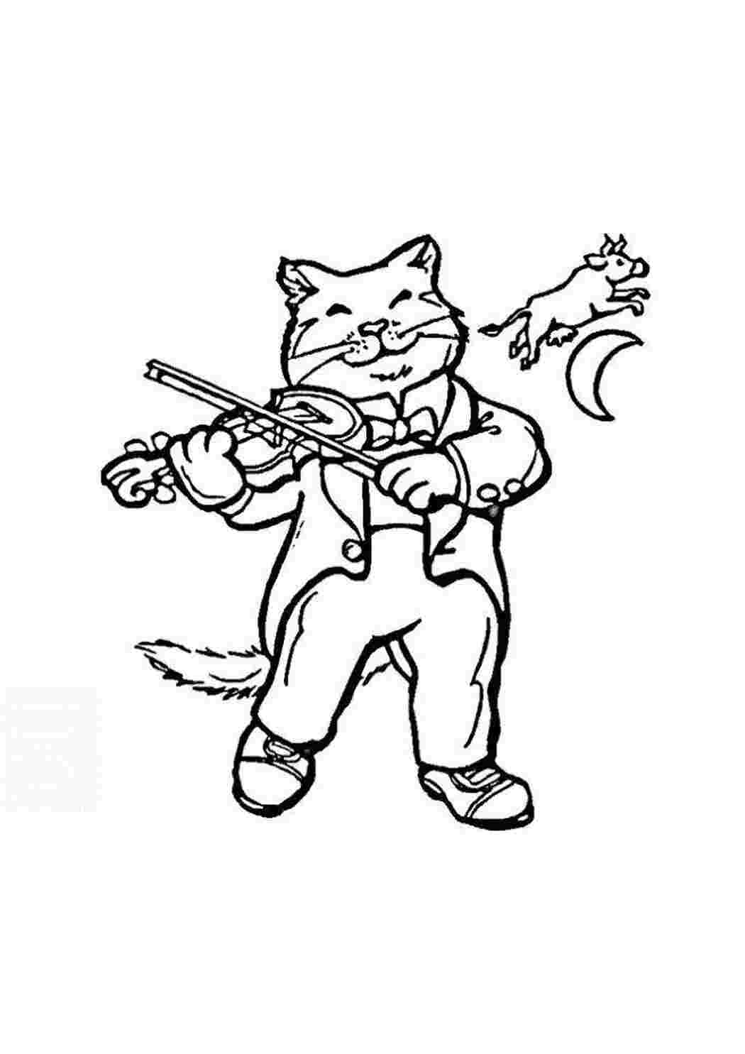 Раскраска Малюнок кота музиканта