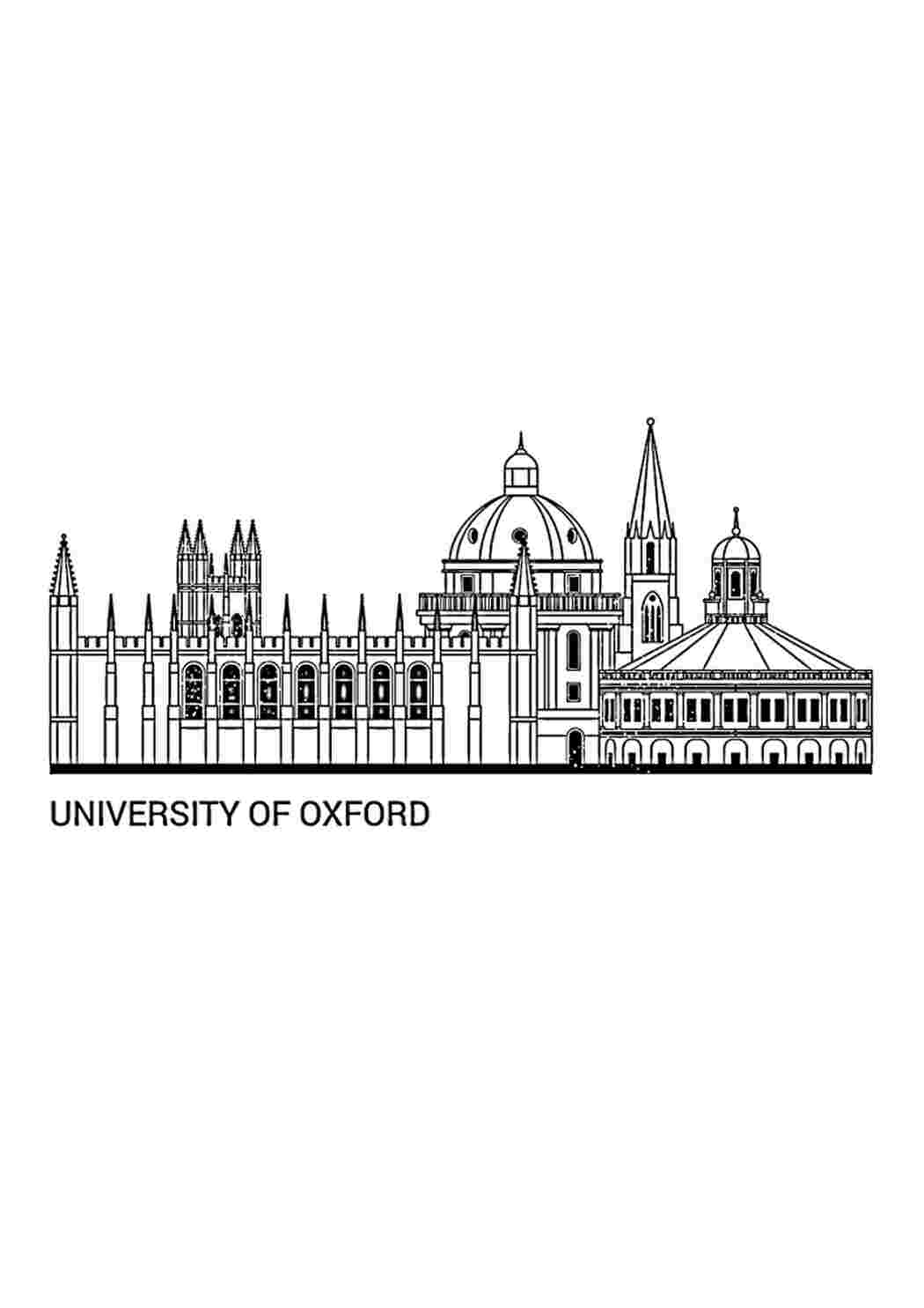 Раскраска Гарні розмальовки Оксфорд один із найкращих університетів світу