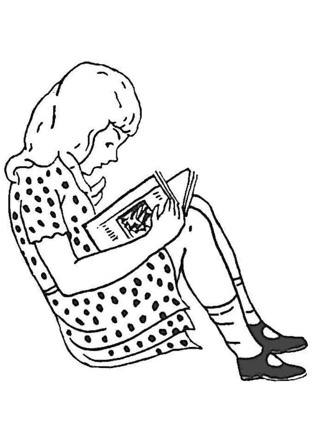 Раскраска Дівчинка і книга