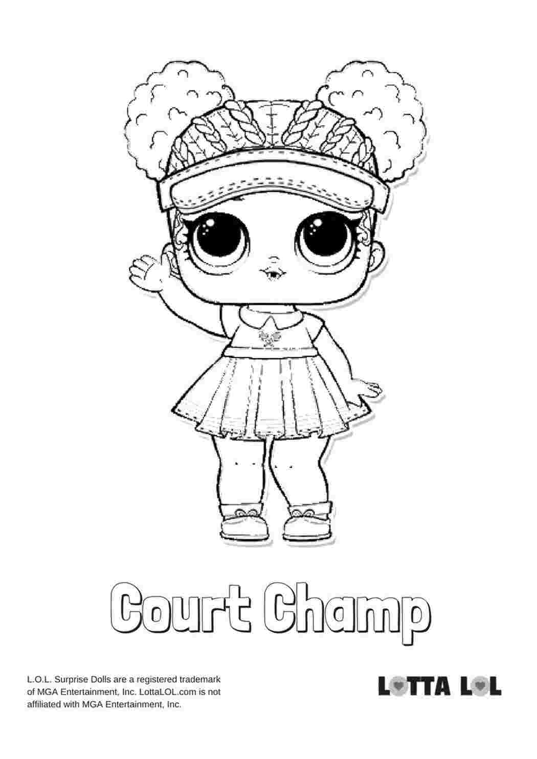 Раскраска Розфарбування ляльки Court Champ розмальовки ляльок роздрукувати