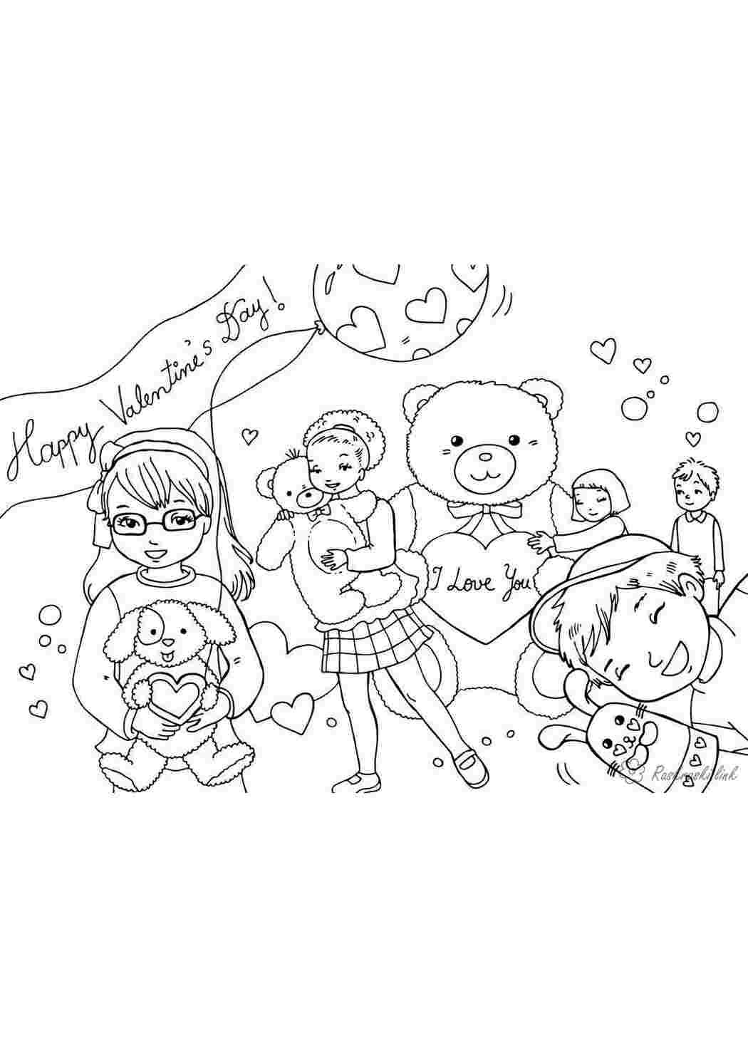 Раскраска Ведмедик іграшка діти день святого Валентина