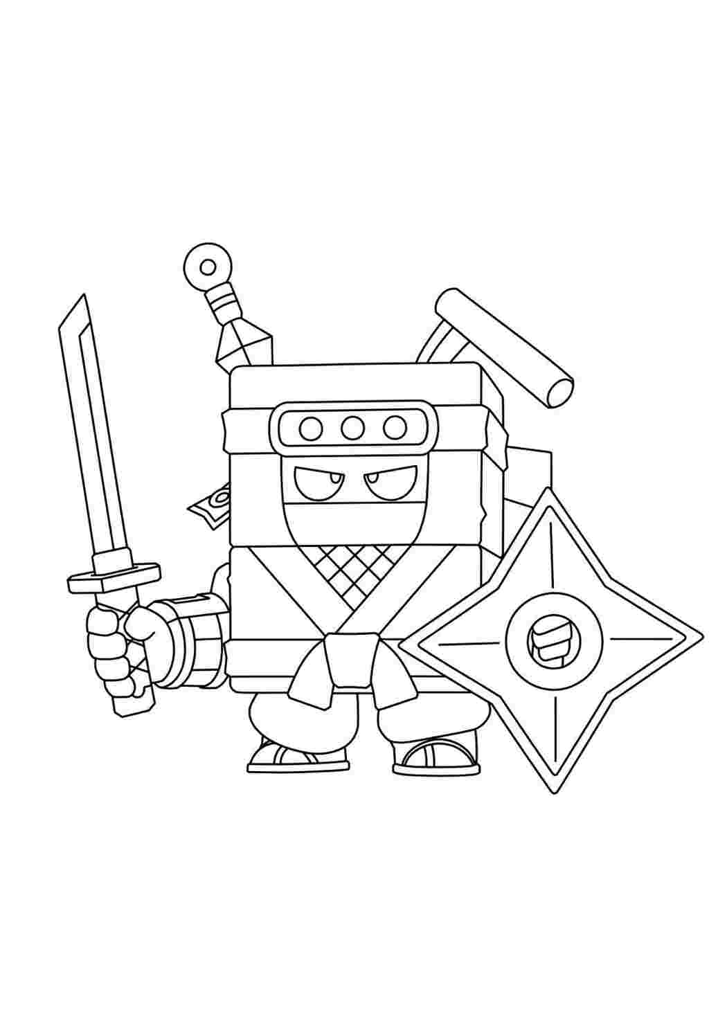 Раскраска Гарні розмальовки Розфарбування Brawl Stars Ніндзя Еш