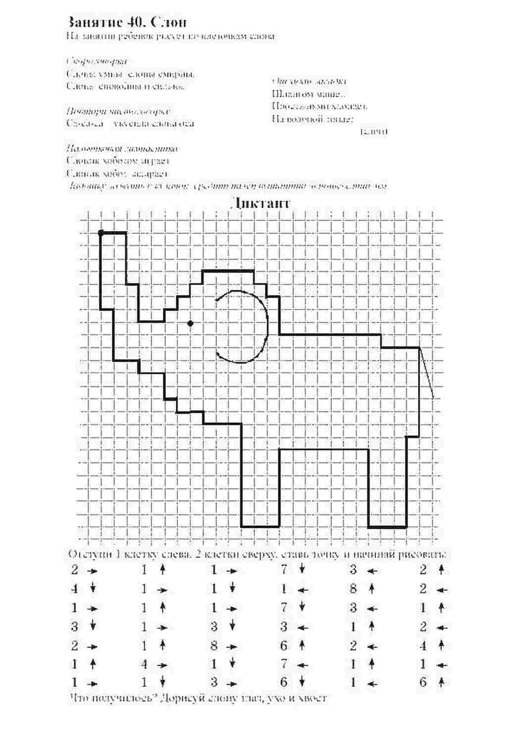 Раскраска Графічний диктант слон