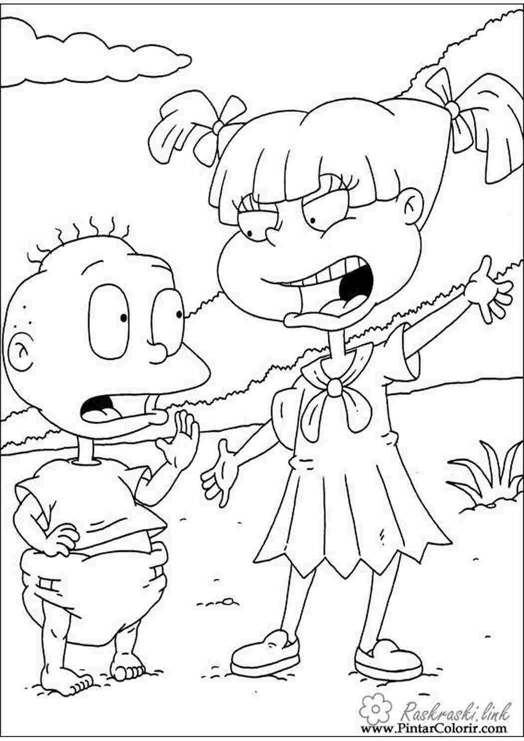 Раскраска розмальовки мультфільми Nickelodeon розмальовки Анжеліка Томмі дітки дівчинка хлопчик