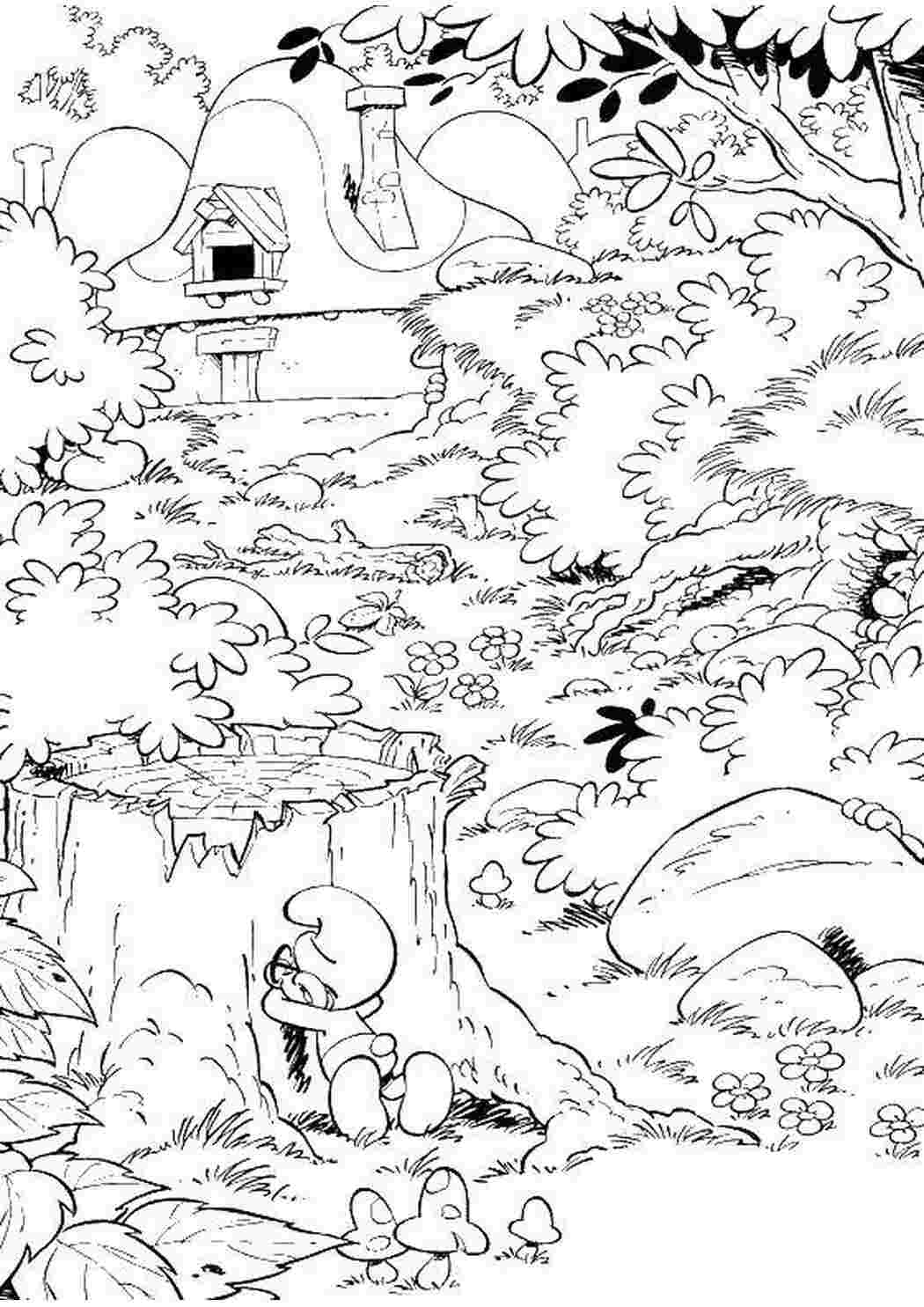 Раскраска Смурфики