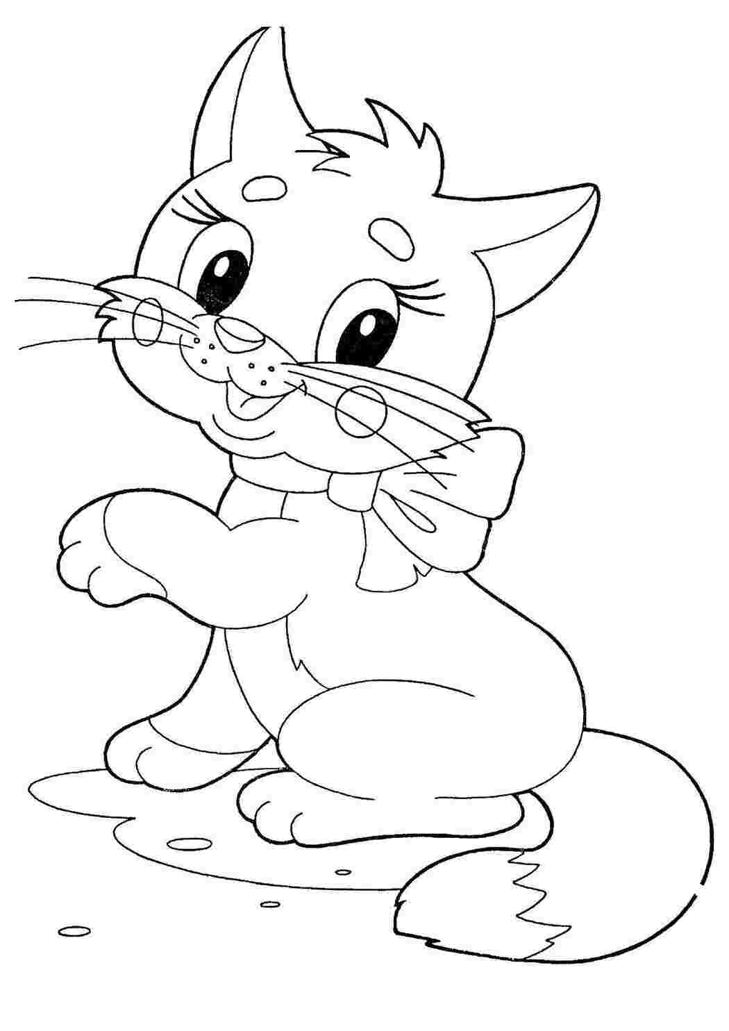 Раскраска Кошеня з бантиком