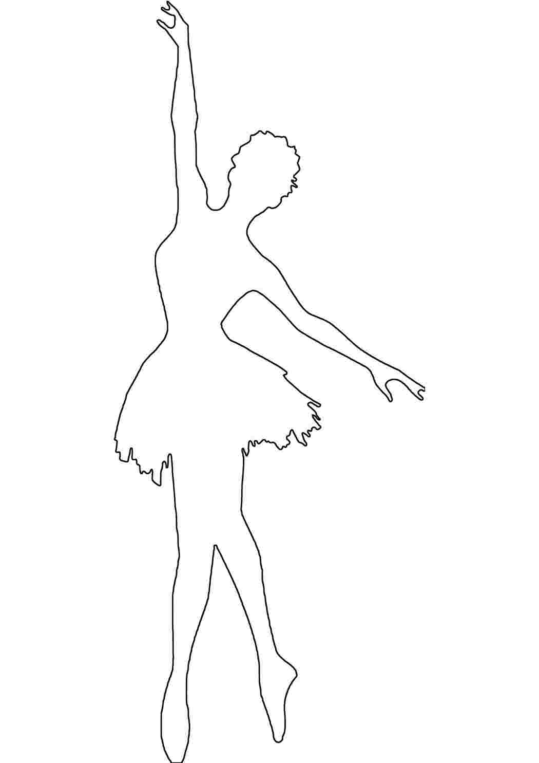 Раскраска Розфарбування контурів балерина для вирізання з паперу дітям для поделок для трафаретів
