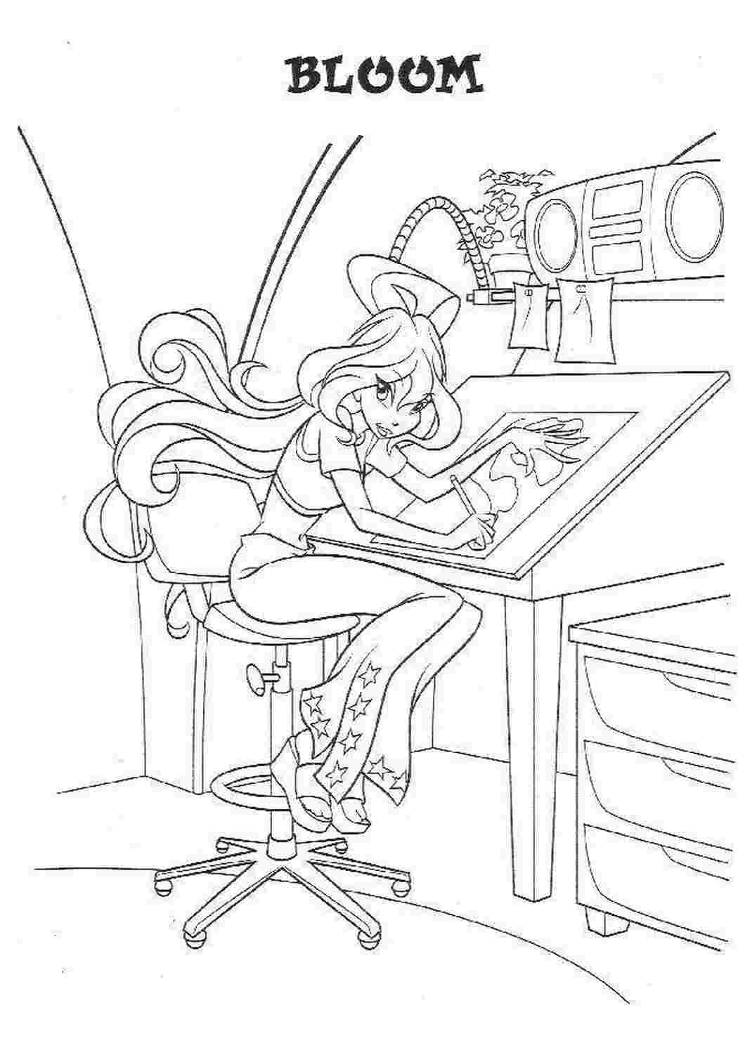 Раскраска Блум з мультфільму Winx