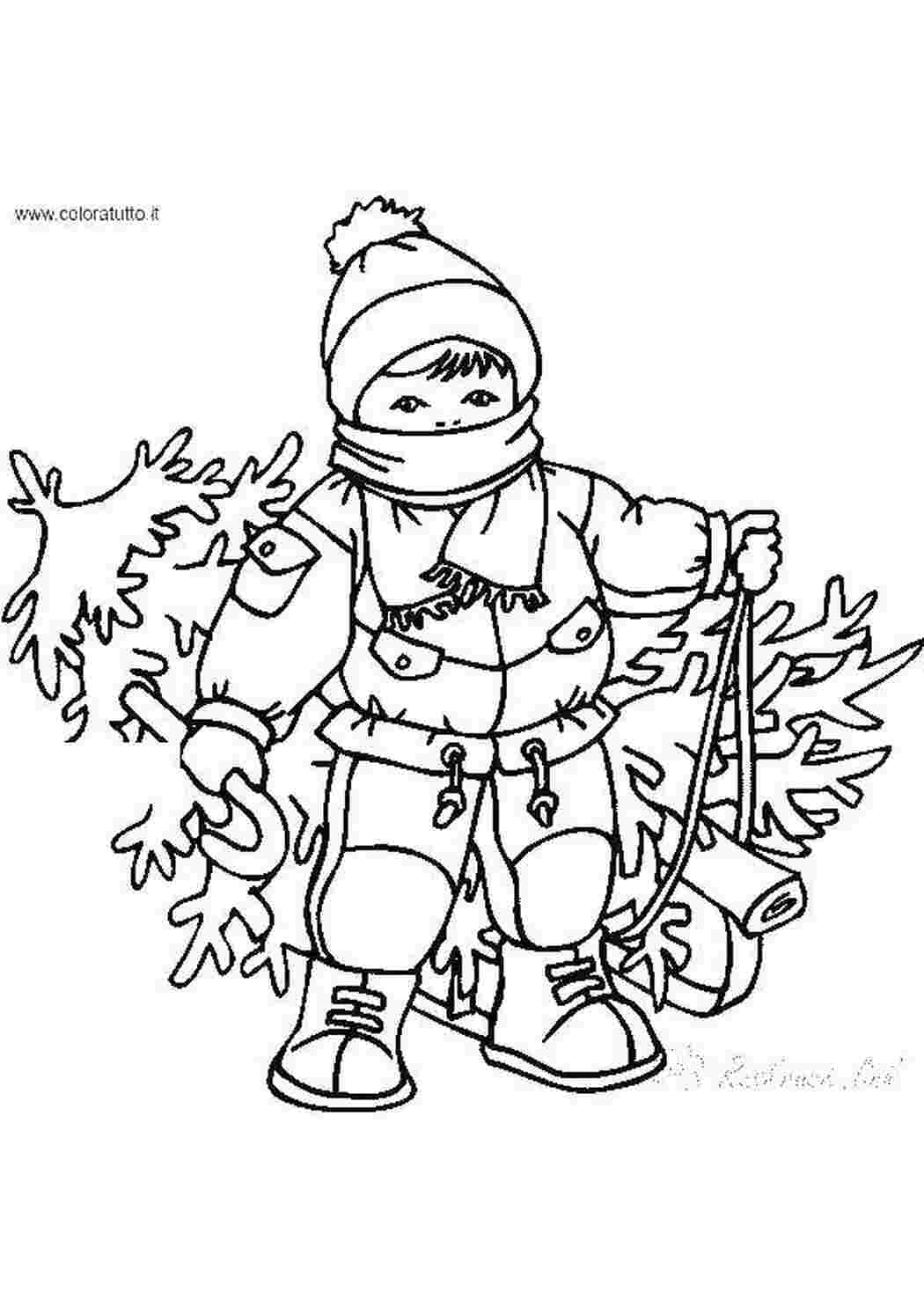 Раскраска Хлопчик з ялинкою