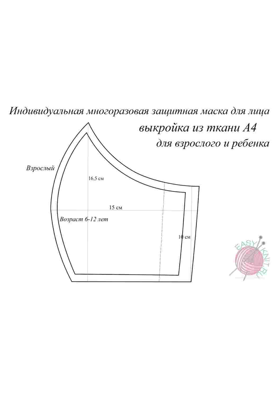 Раскраска Викрійки для медичних масок