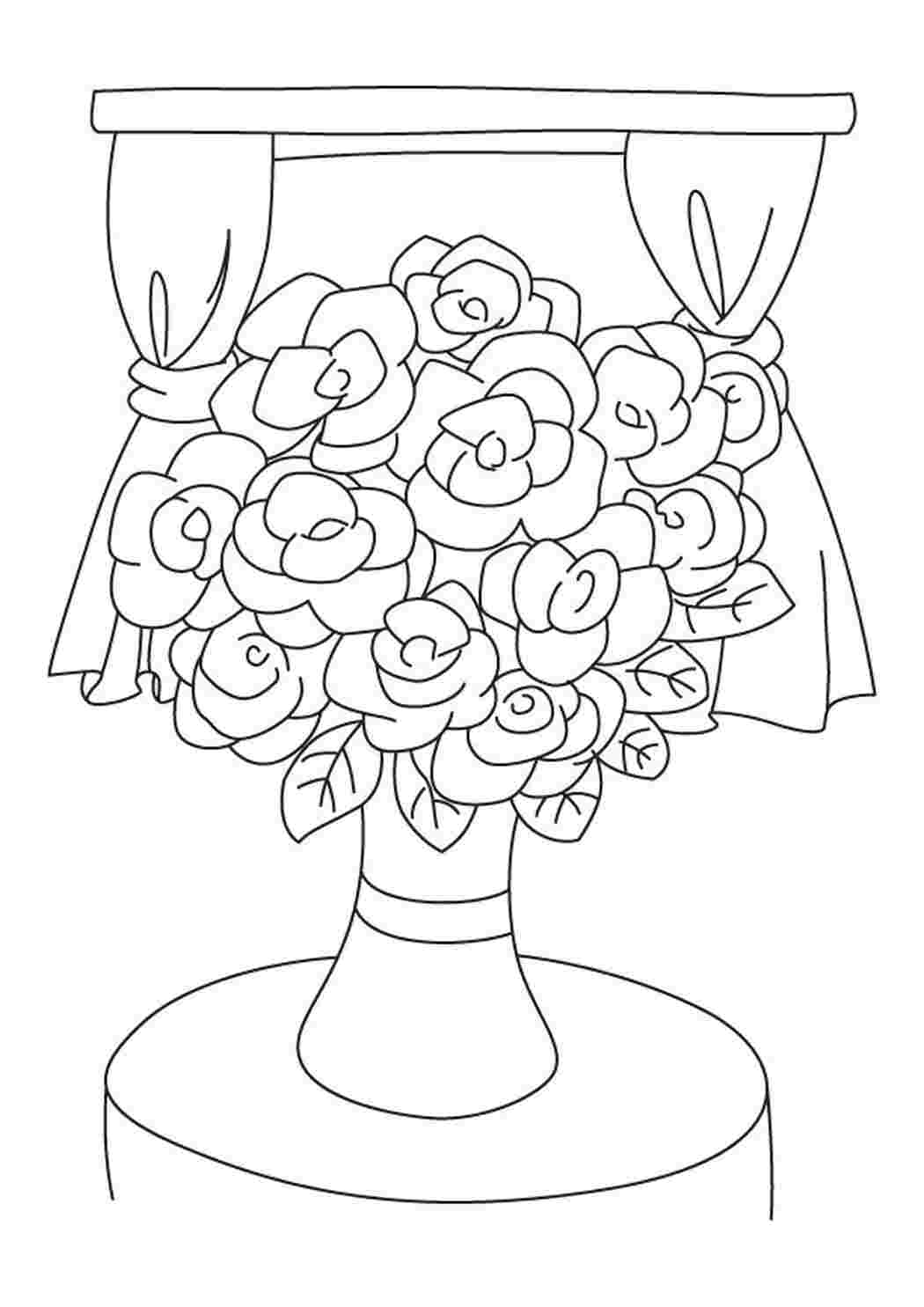 Раскраска Троянди у вазі