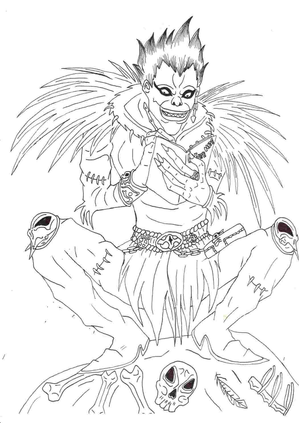 Раскраска Гарні розмальовки Розфарбування Тетрадь Смерті Рюк Бог смерті