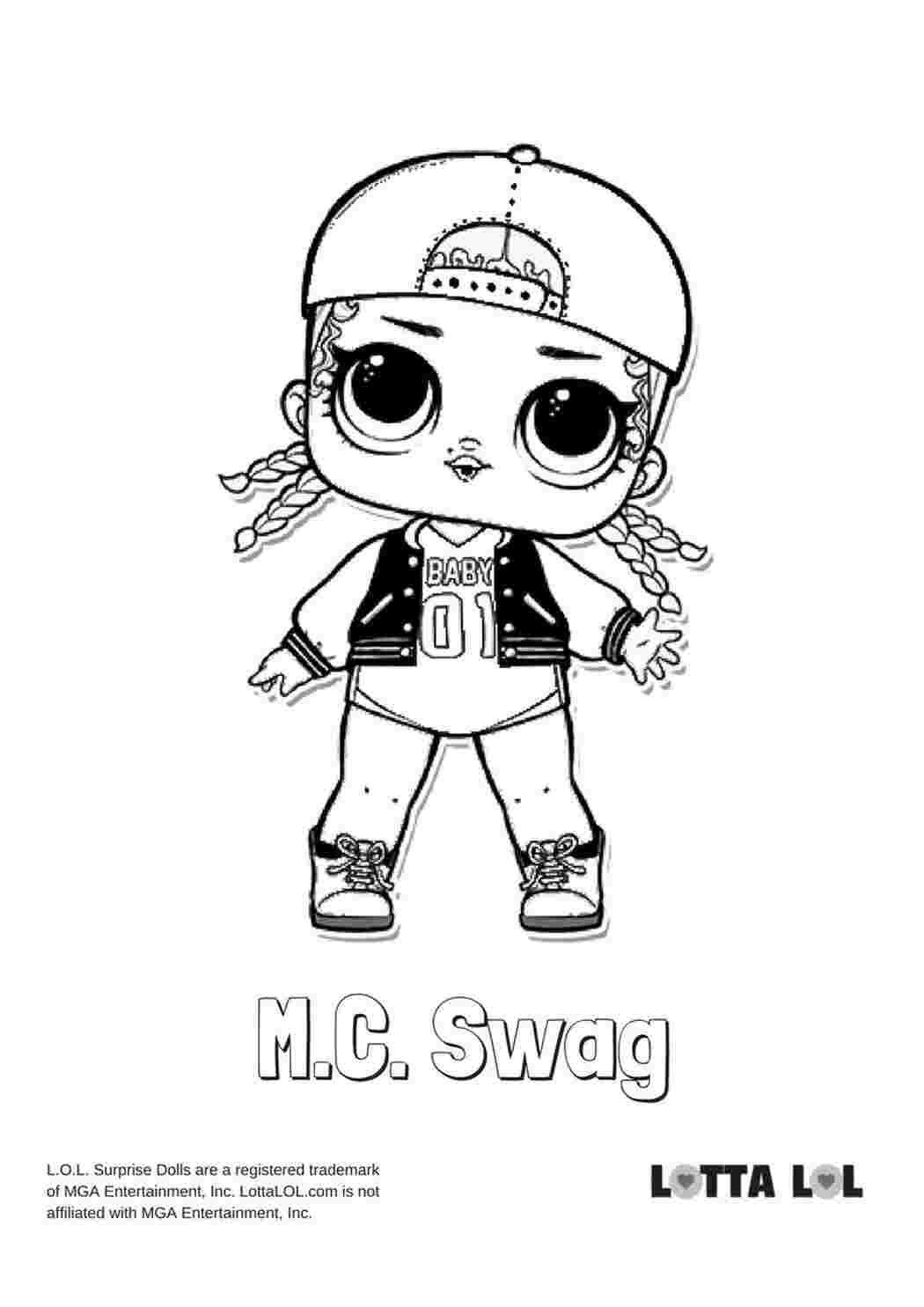 Раскраска Розфарбування M C Swag лялька лол мс сваг розфарбування ляльок lol