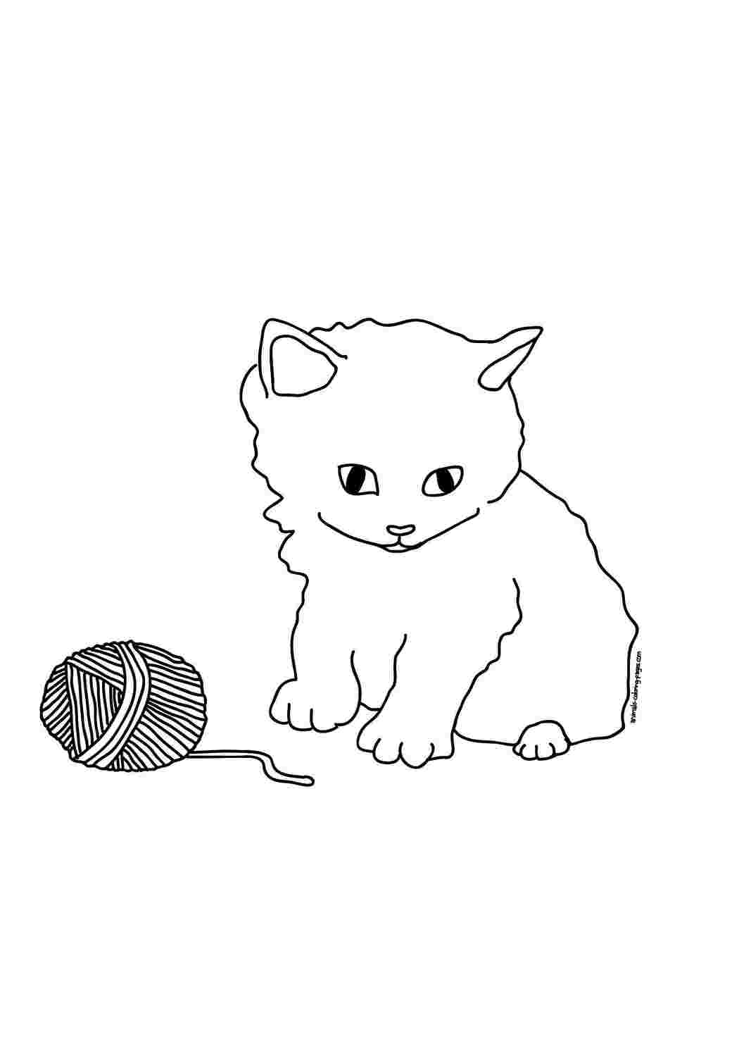 Раскраска Кошеня з клубочком