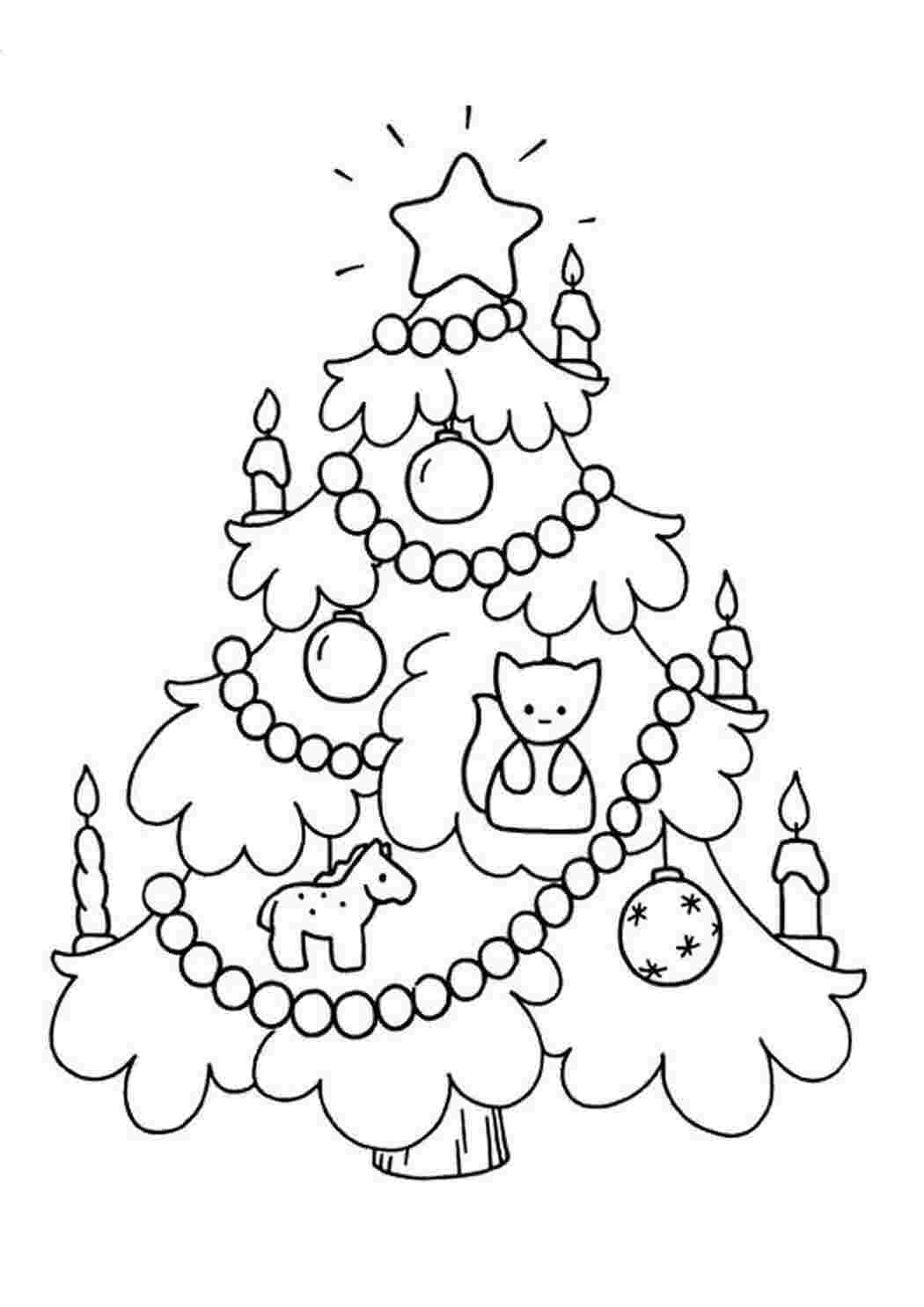 Раскраска Відкритка з прикрашеною ялинкою