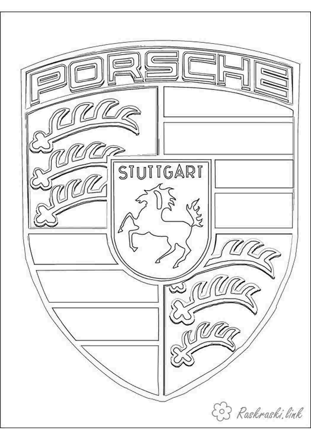 Раскраска Розфарбування для хлопчиків Бренд машини Porsche