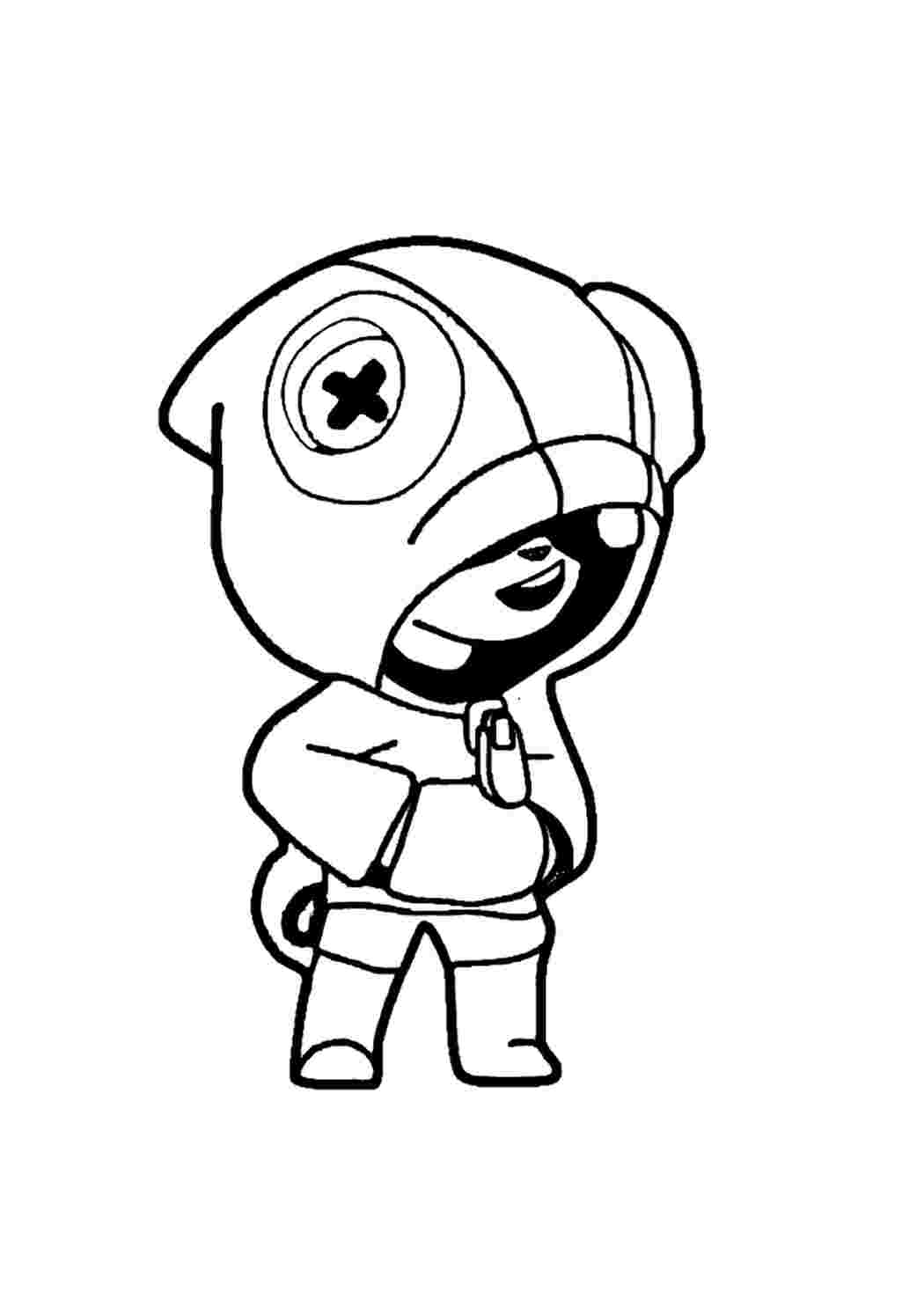 Раскраска Гарні розмальовки Стандартний скін Леона Brawl Stars