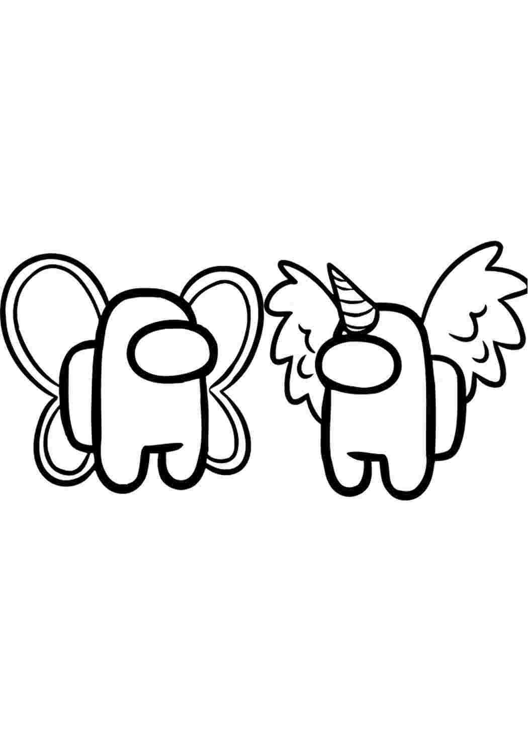 Раскраска Гарні розмальовки Амонг Ас з єдинорогом та феєю