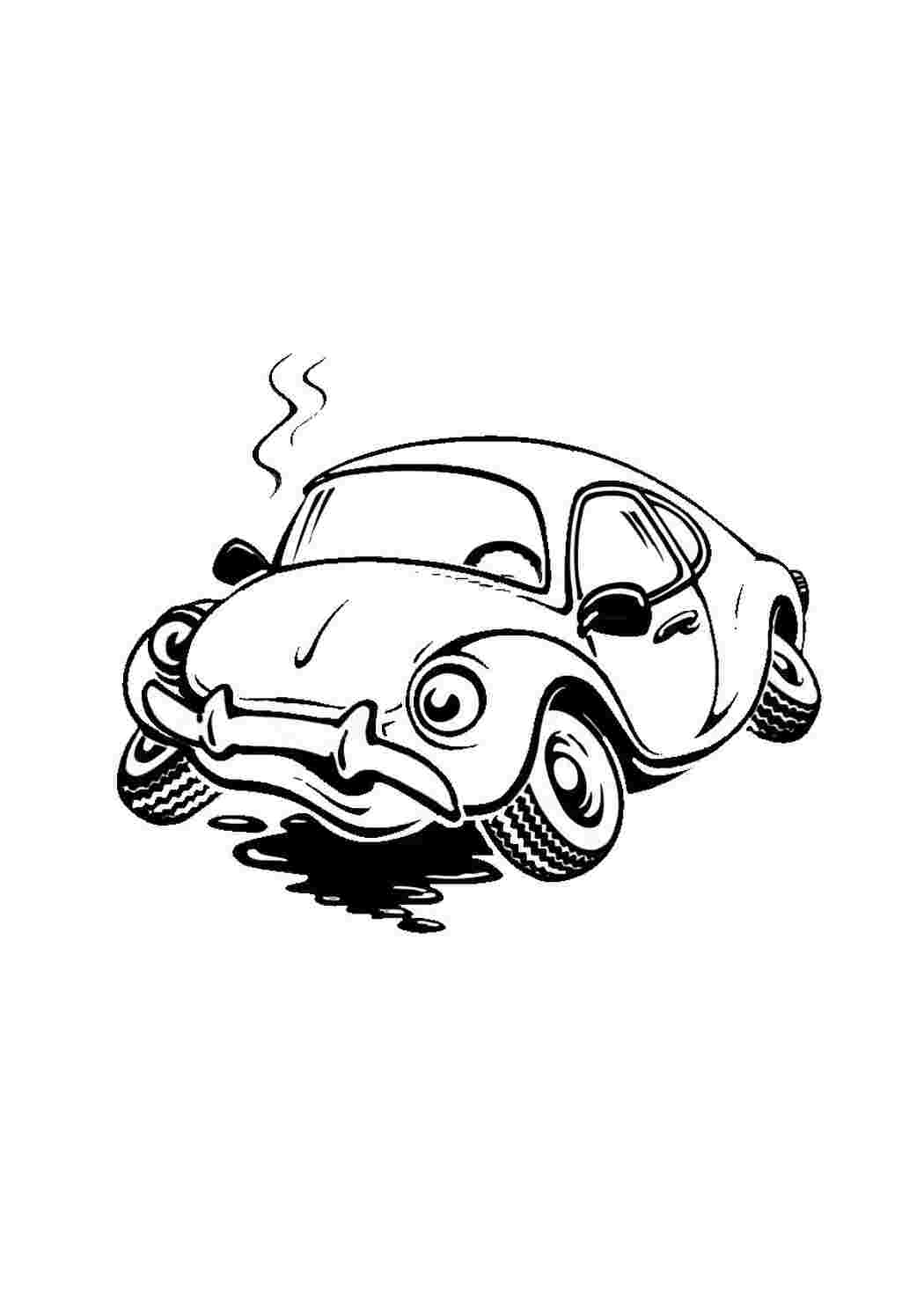 Раскраска Гарні розмальовки Зламаний автомобіль
