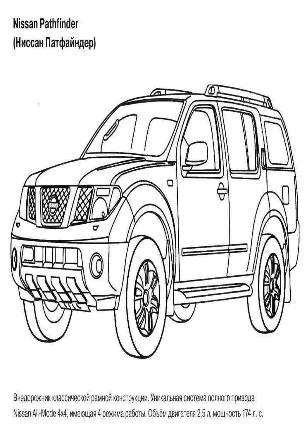 Раскраска Автомобіль Нісан Патфайндер