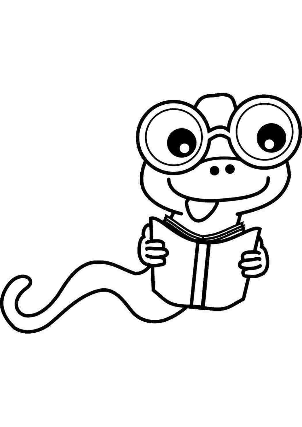Раскраска Змія з книжкою