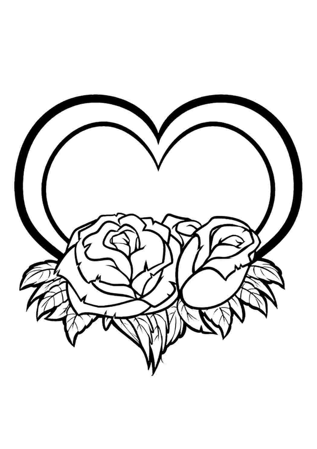 Раскраска Гарні розмальовки Серце та квіти