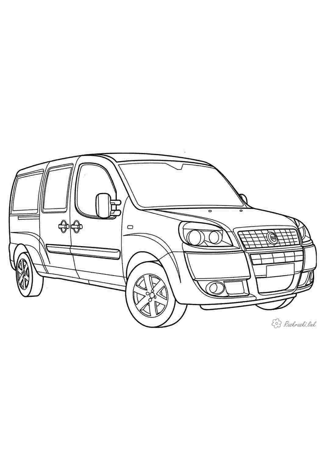 Раскраска FIAT сімейний фургон розмальовка для хлопчиків