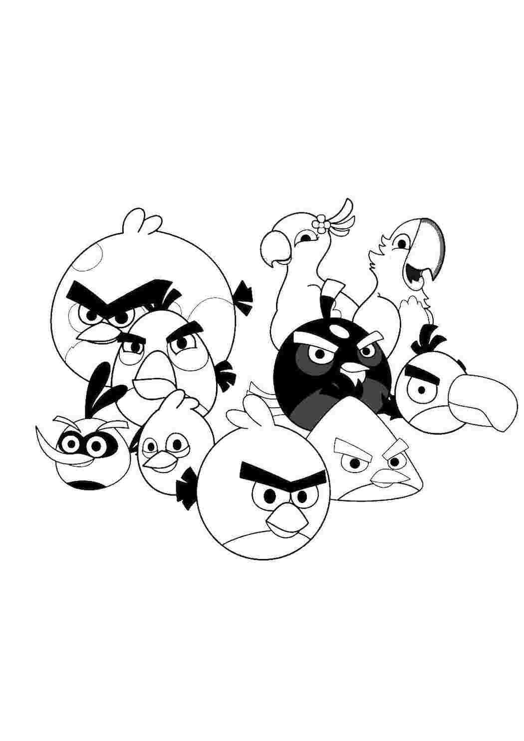 Раскраска Птахи блакитний ара та Angry Birds