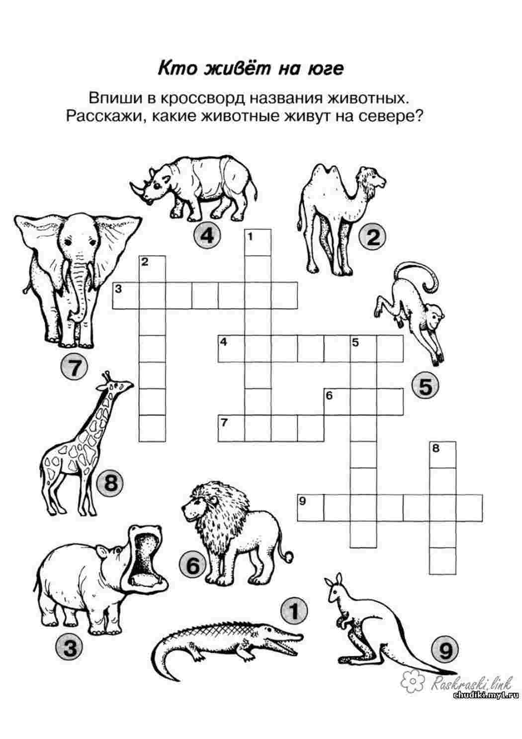 Раскраска кросворди тварини кросворд звірі