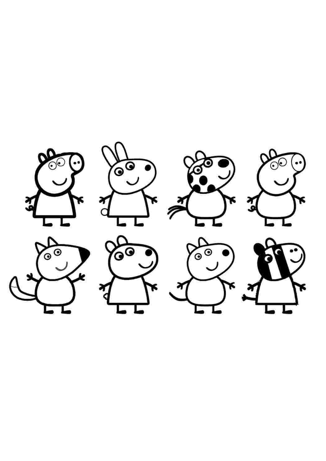 Раскраска Гарні розмальовки Вісім персонажів з мультика